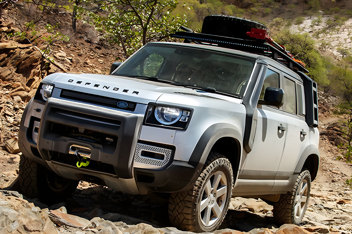 ABS A-Bar Front Bull Bar Winch Mount - Land Rover Defender Black ABS Style A-Bar Protection Kit LHD & RHD Compatible