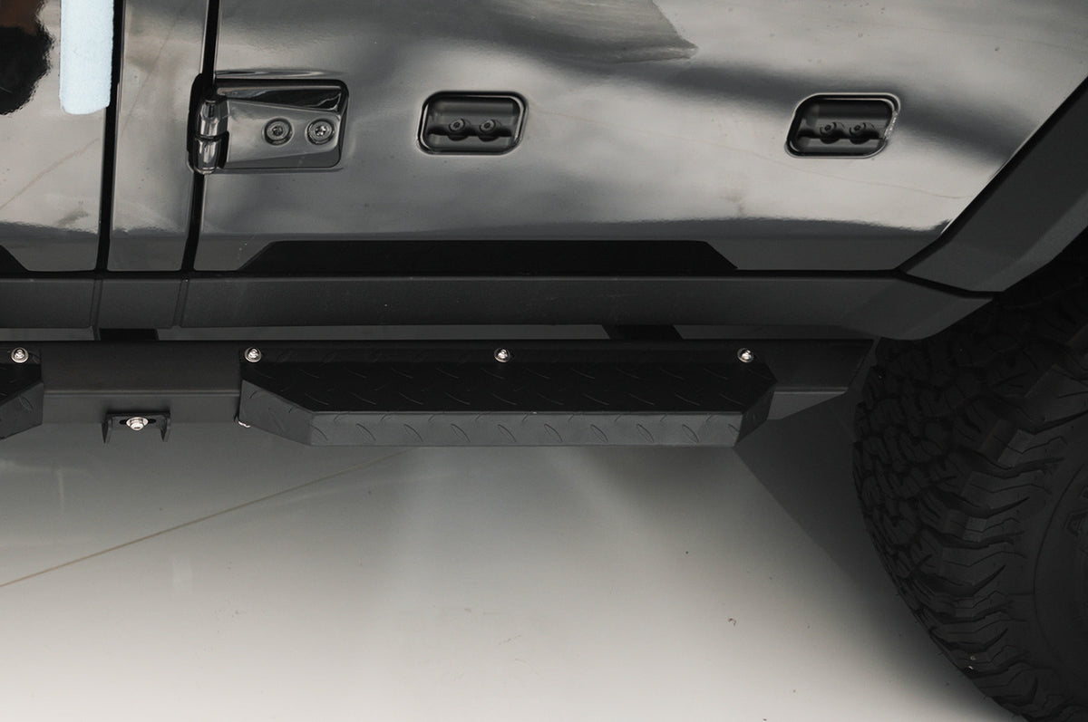 Quick-release steel fixed side steps for INEOS Grenadier - Fixed Side Steps (Quick-Release A Style) for INEOS Grenadier – Steel Bolt-On Design