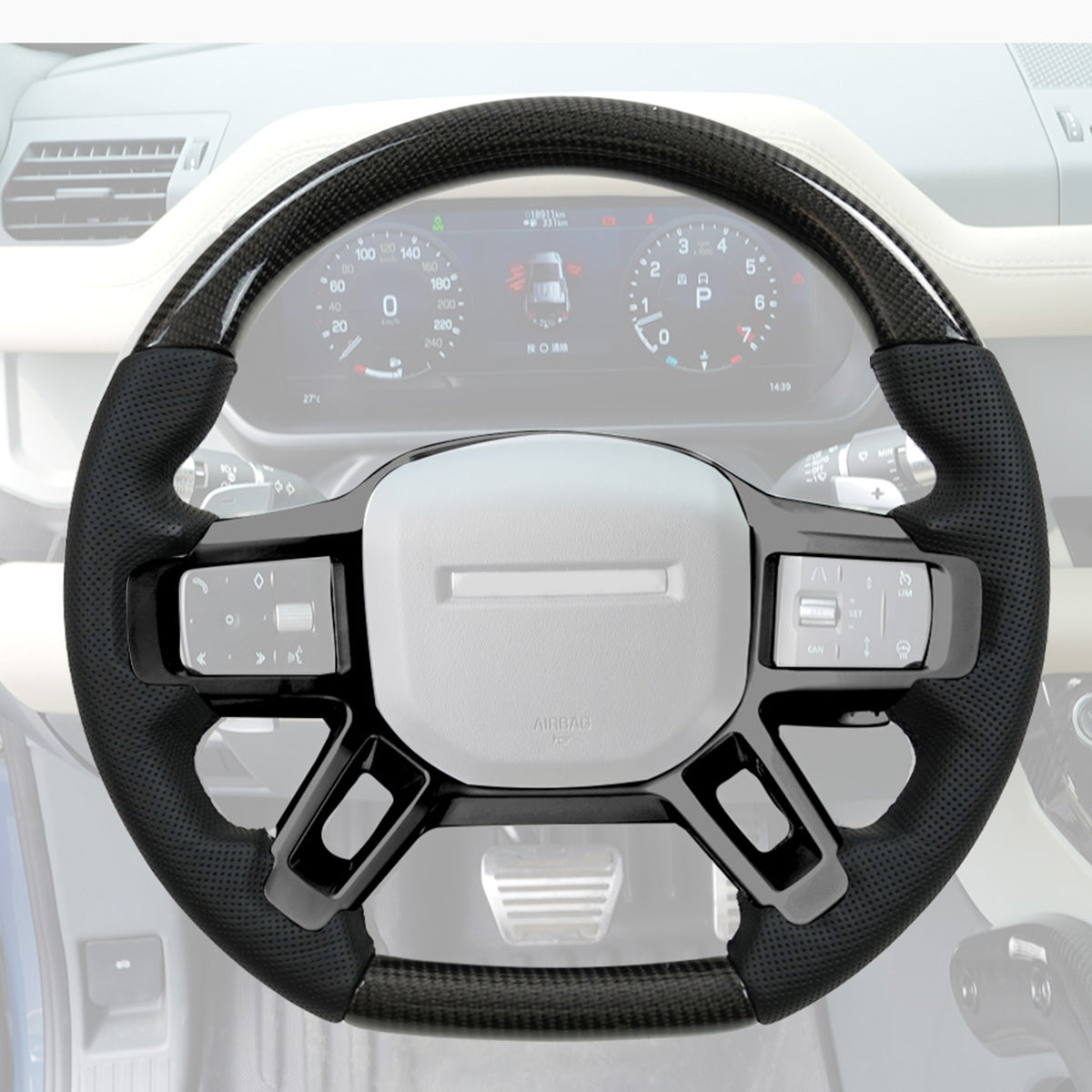 Flat-Bottom Perforated Steering Wheel Nappa / Carbon Fiber + Nappa-2
