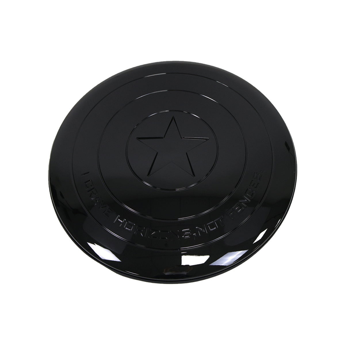 Land Rover Defender 90 110 pentagram-style spare tire cover black ABS installed