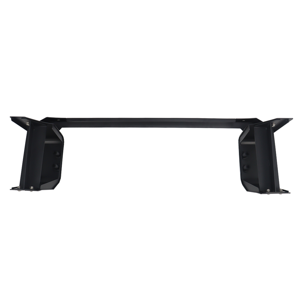 PLOMOR aluminium and steel front bumper light mount bracket for Ineos Grenadier. Gloss black finish, custom-fit for two spotlights or one light bar.