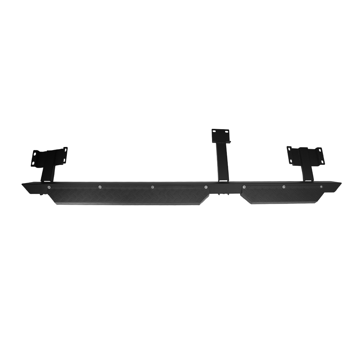 PLOMOR heavy-duty steel fixed side steps for INEOS Grenadier. Quick-release design offers enhanced accessibility and ground clearance flexibility for off-road use.