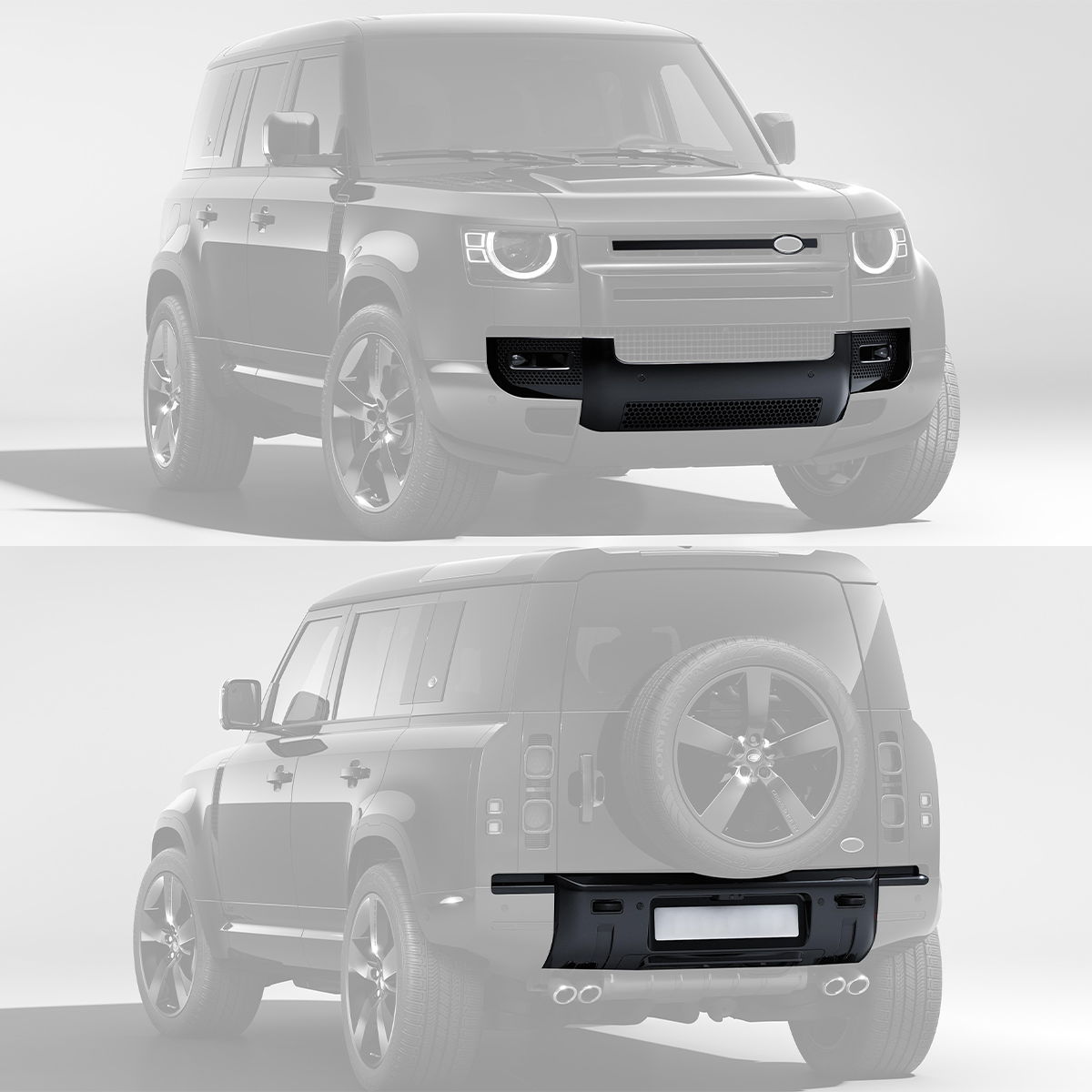 Land Rover Defender 110 L663 Black Edition rear bumper trim with direct fit installation