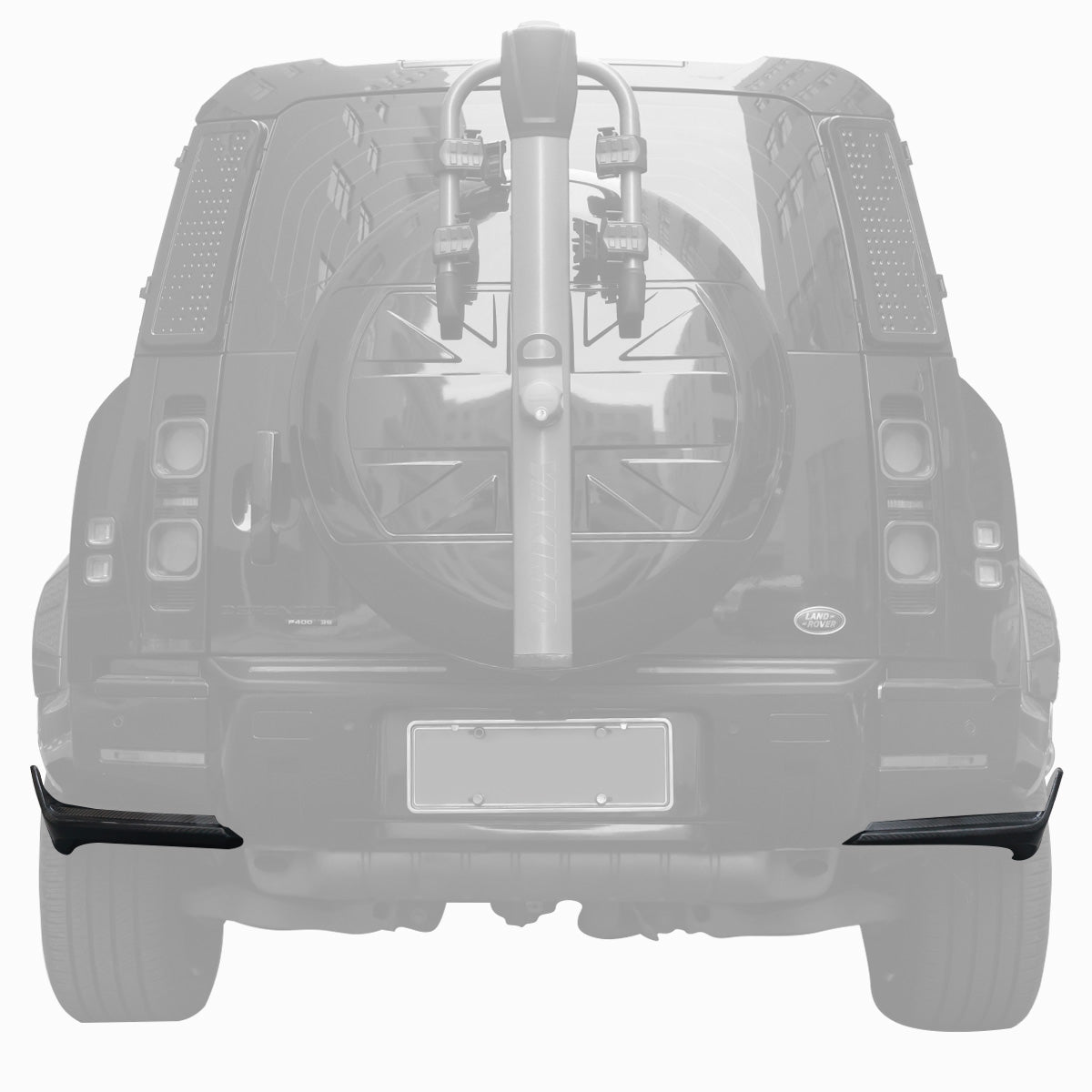 OEM look rear bumper edge cover installed on Defender 110