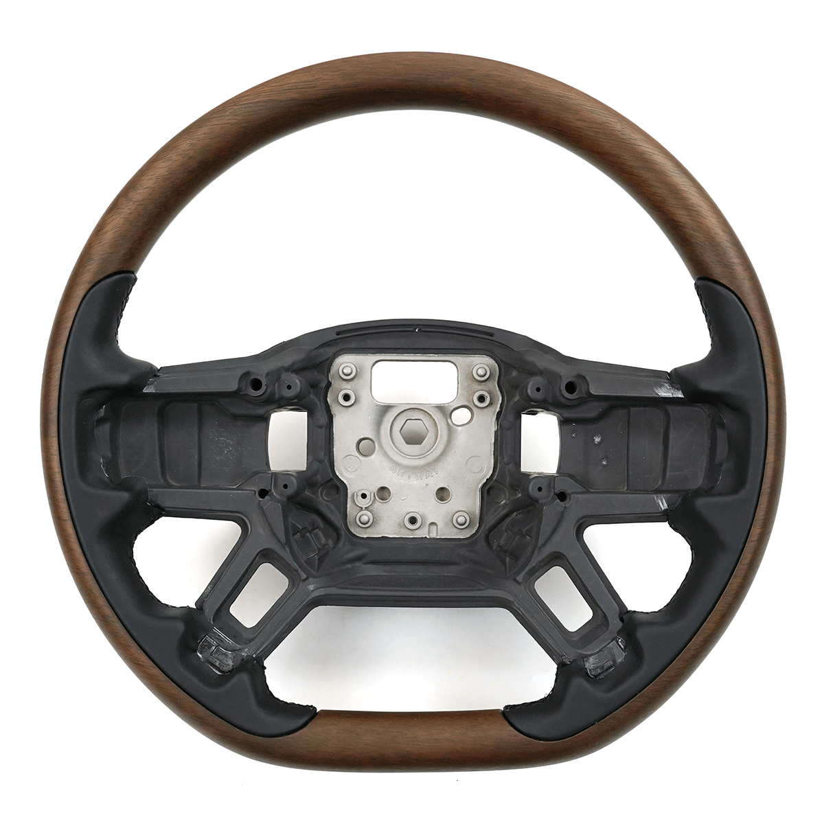 Defender L663 luxury steering wheel walnut wood and perforated leather detail