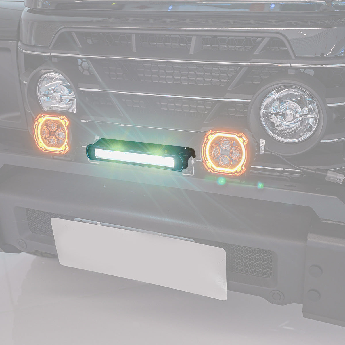 Installed LED light pods for night driving visibility