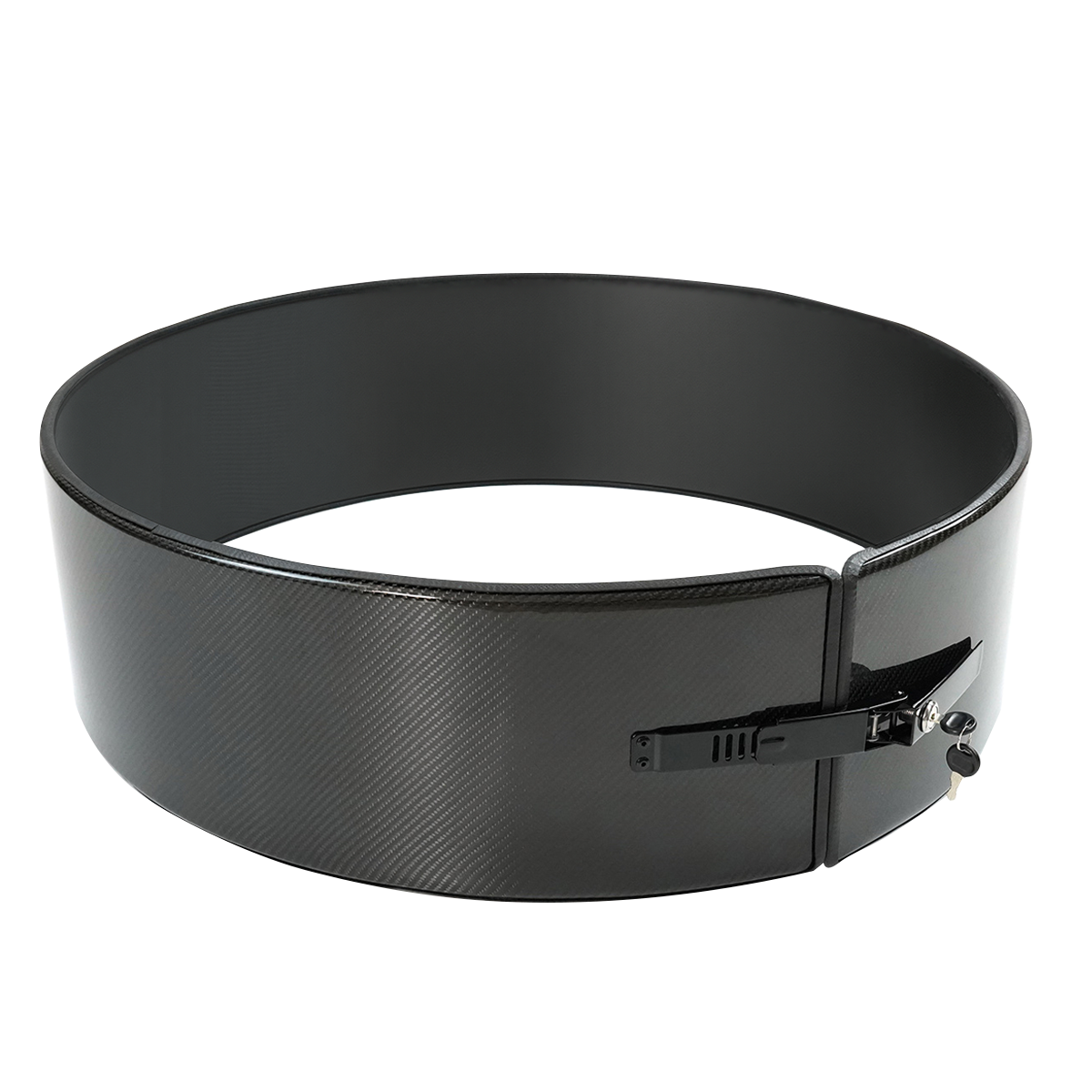 Front view of PLOMOR carbon spare wheel outer ring for Land Rover Defender 90/110/130 (L663)