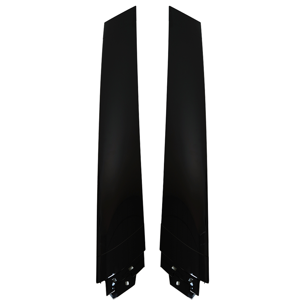 PLOMOR Gloss Black A-Pillar Trim Front View – Land Rover Defender
