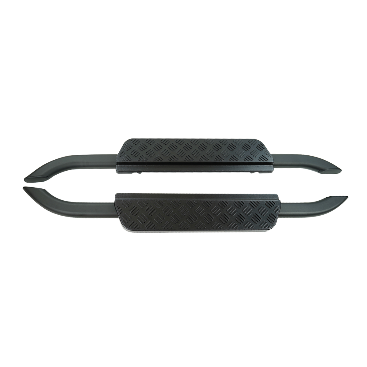 PLOMOR Defender retro side steps front view steel running boards