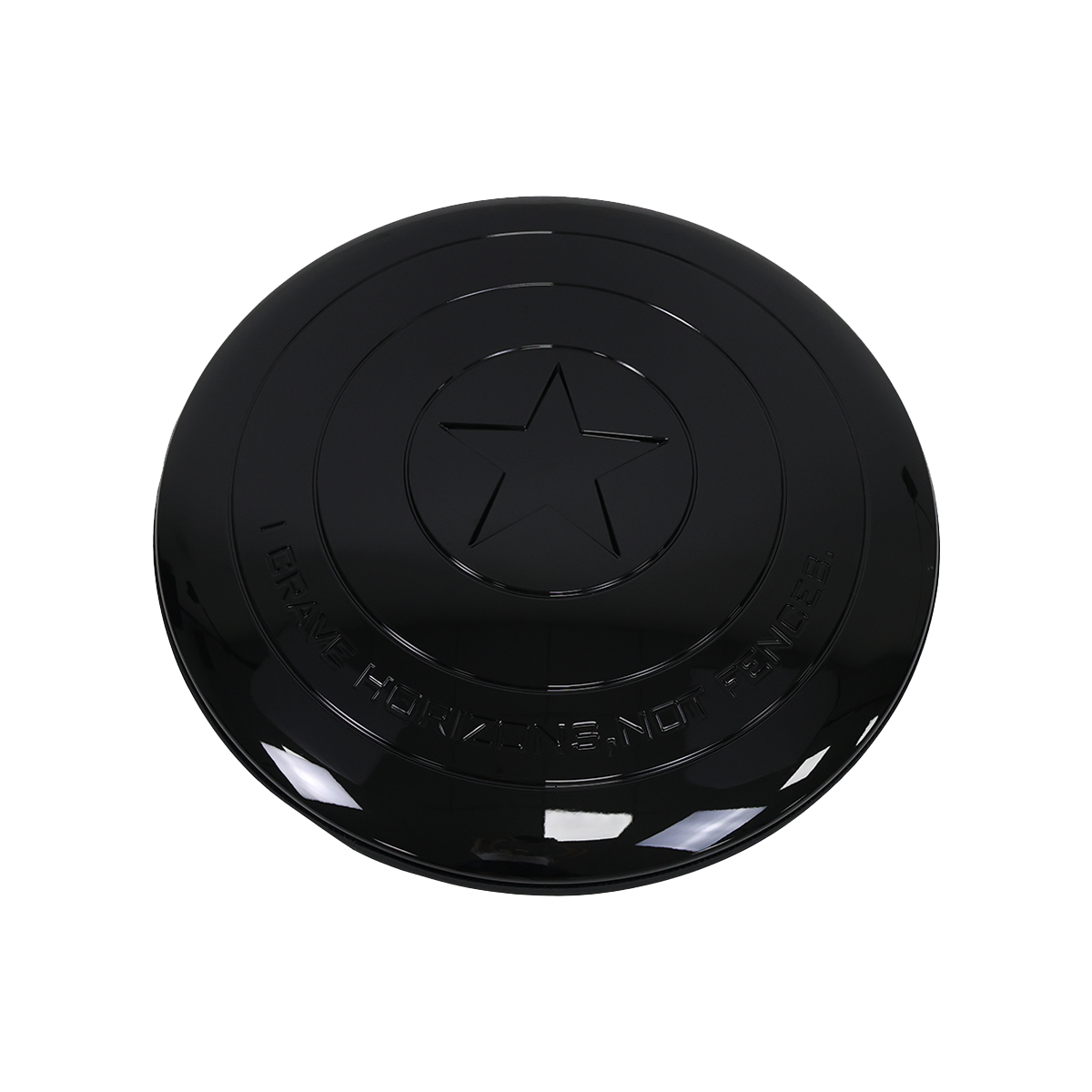 PLOMOR Defender 90 110 star spare wheel cover black ABS front view