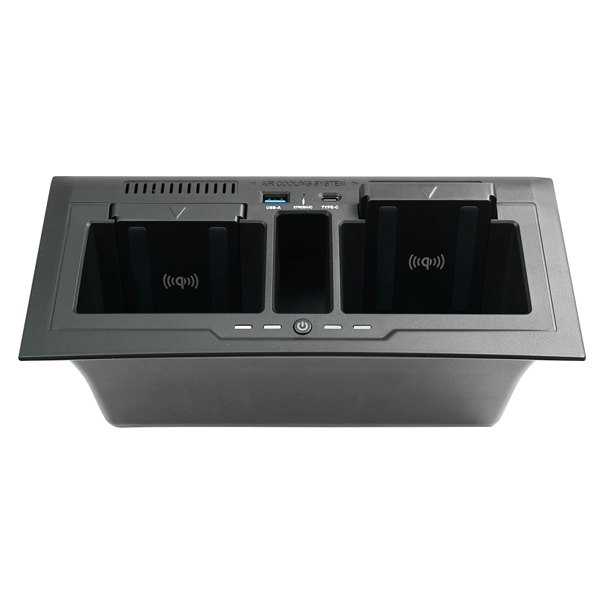 PLOMOR Dual Wireless Charging Console Installed on Land Rover Defender 90