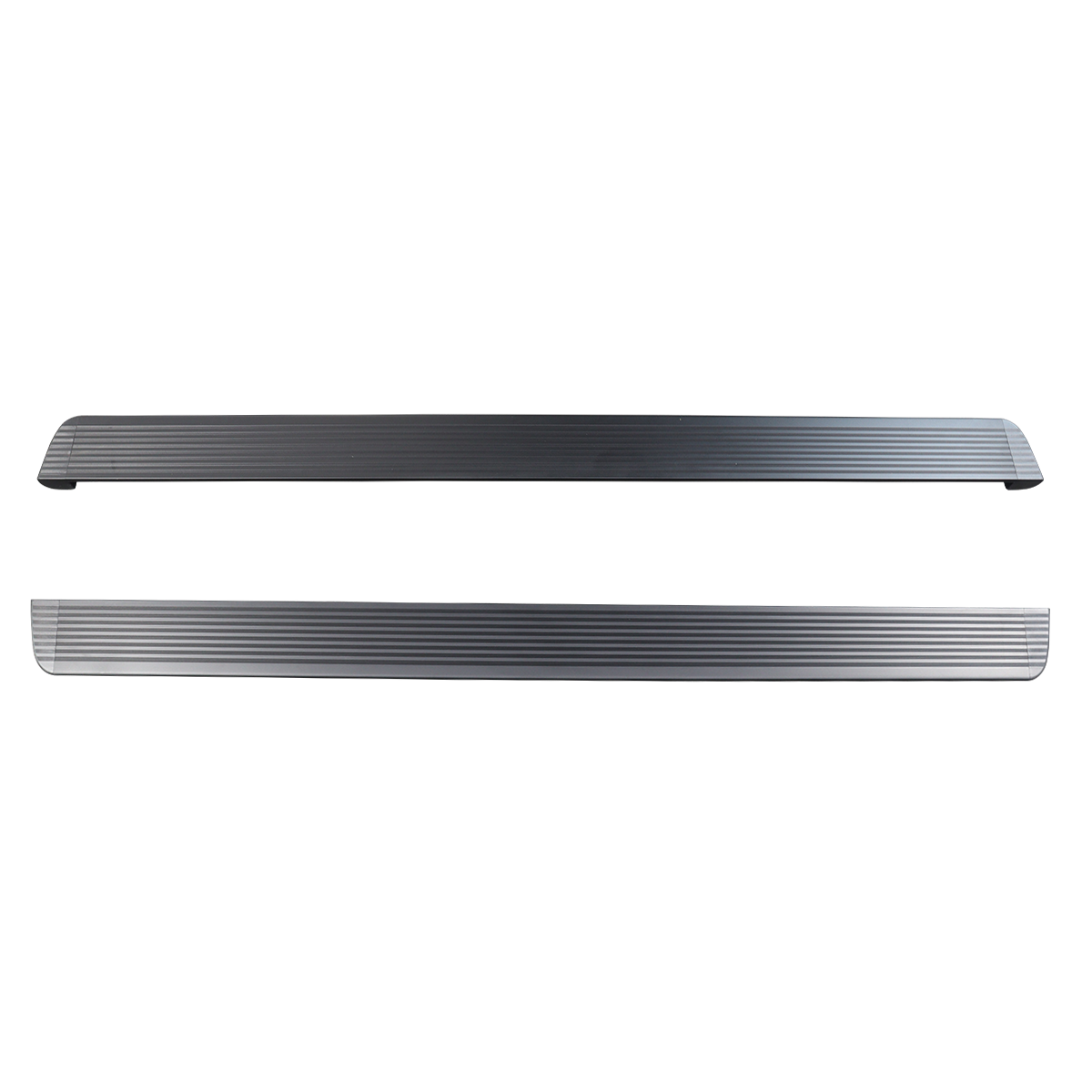 PLOMOR Ineos Grenadier electric side steps made of high-strength aluminium alloy, shown in the extended position with anti-slip tread visible.