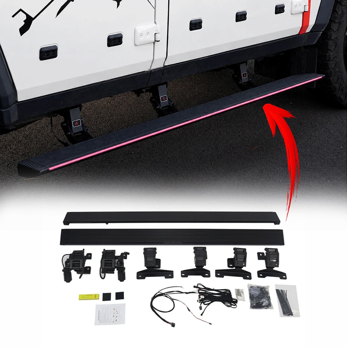 PLOMOR Electric Power Running Boards with LED Light for INEOS