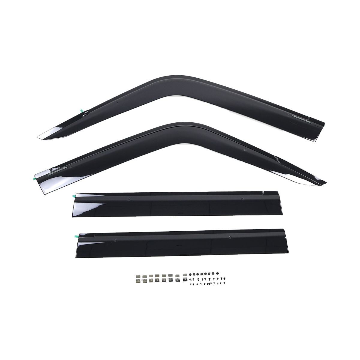 PLOMOR LC250 window visors rain guards gloss black ABS OEM fit front view