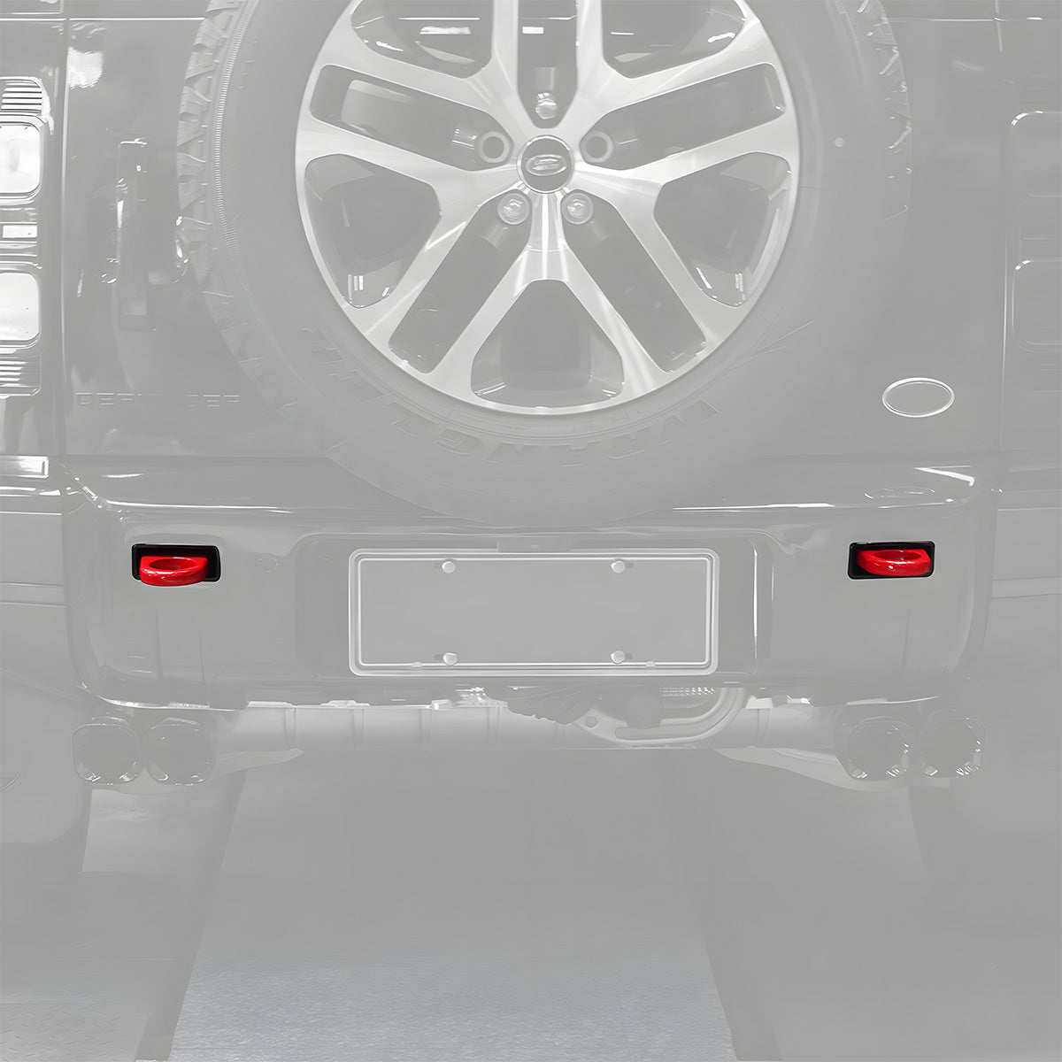PLOMOR Tow Hook Installed Red Finish on Defender