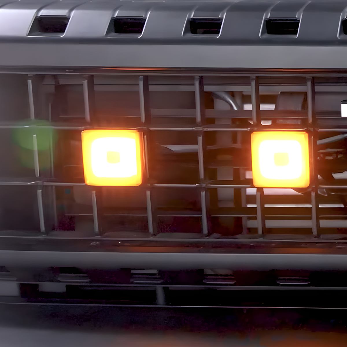 Amber grille lights installed on Toyota Land Cruiser LC250 enhancing front-end visibility