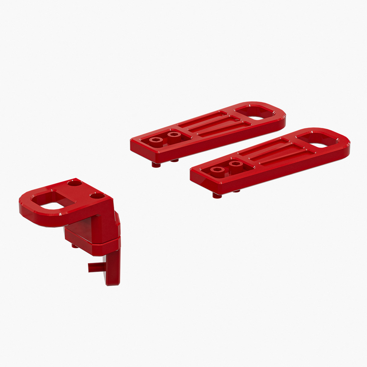 Heavy-duty tow hook kit for Toyota Land Cruiser LC250, CNC billet aluminum construction, front and horizontal rear recovery hooks.