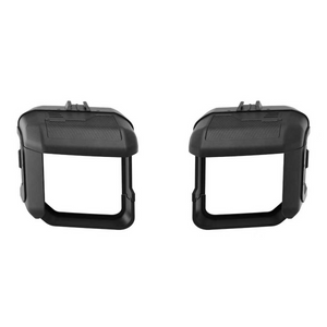 Overland mirror guards installed on Toyota LC250, offering protection and action camera mounting.