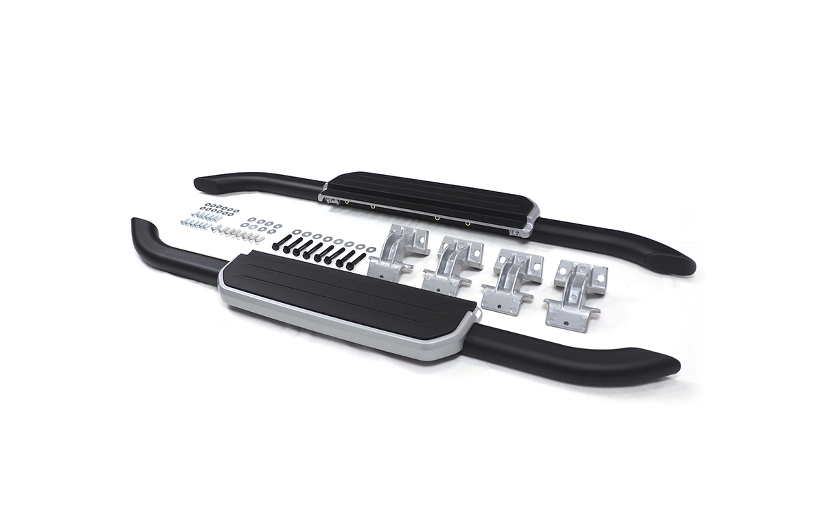 Aluminum Side Steps - Aluminum Side Steps Black/Silver Trim  LHD & RHD Compatible