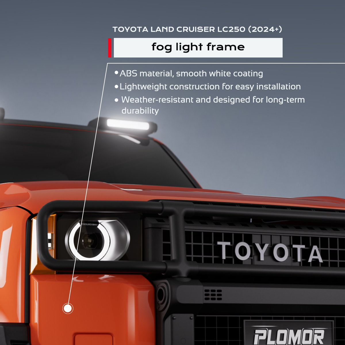 Fog Light Frames for Toyota Land Cruiser LC250 – White ABS