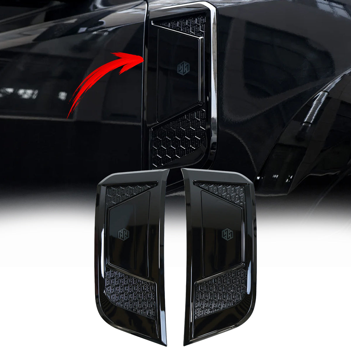 PLOMOR Gloss Black Side Vent Covers for Land Rover Defender 90/110 L663 2020+