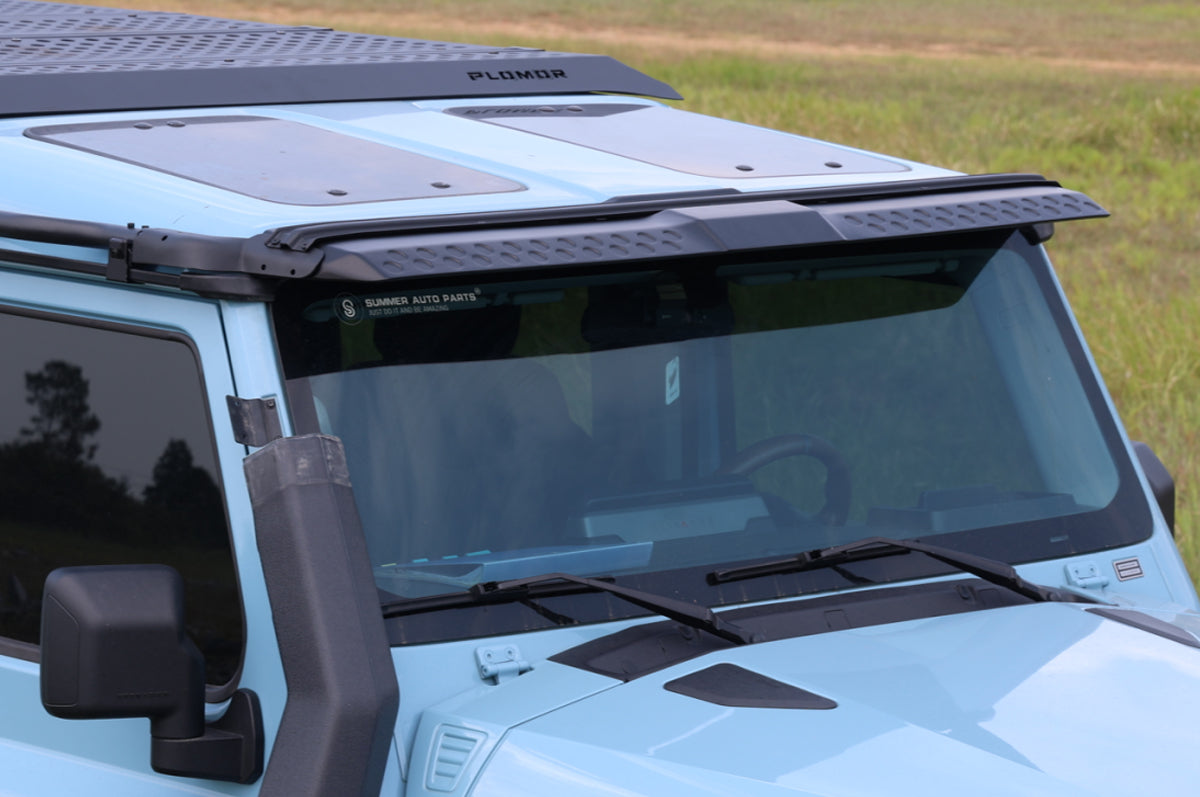 Effective Sun Protection - PLOMOR ABS Front Awning for INEOS Grenadier – Roof-Mounted Sunshade & Rain Protection