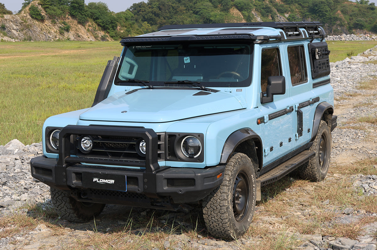 Enhanced Driving Visibility - PLOMOR ABS Front Awning for INEOS Grenadier – Roof-Mounted Sunshade & Rain Protection