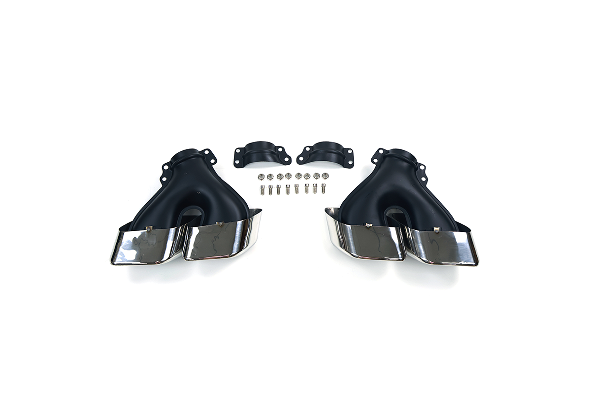 Silver Quad Exhaust Tips for Range Rover Sport L461 - Silver Quad Exhaust Tips (Square) for Range Rover Sport L461 – S/S Finish