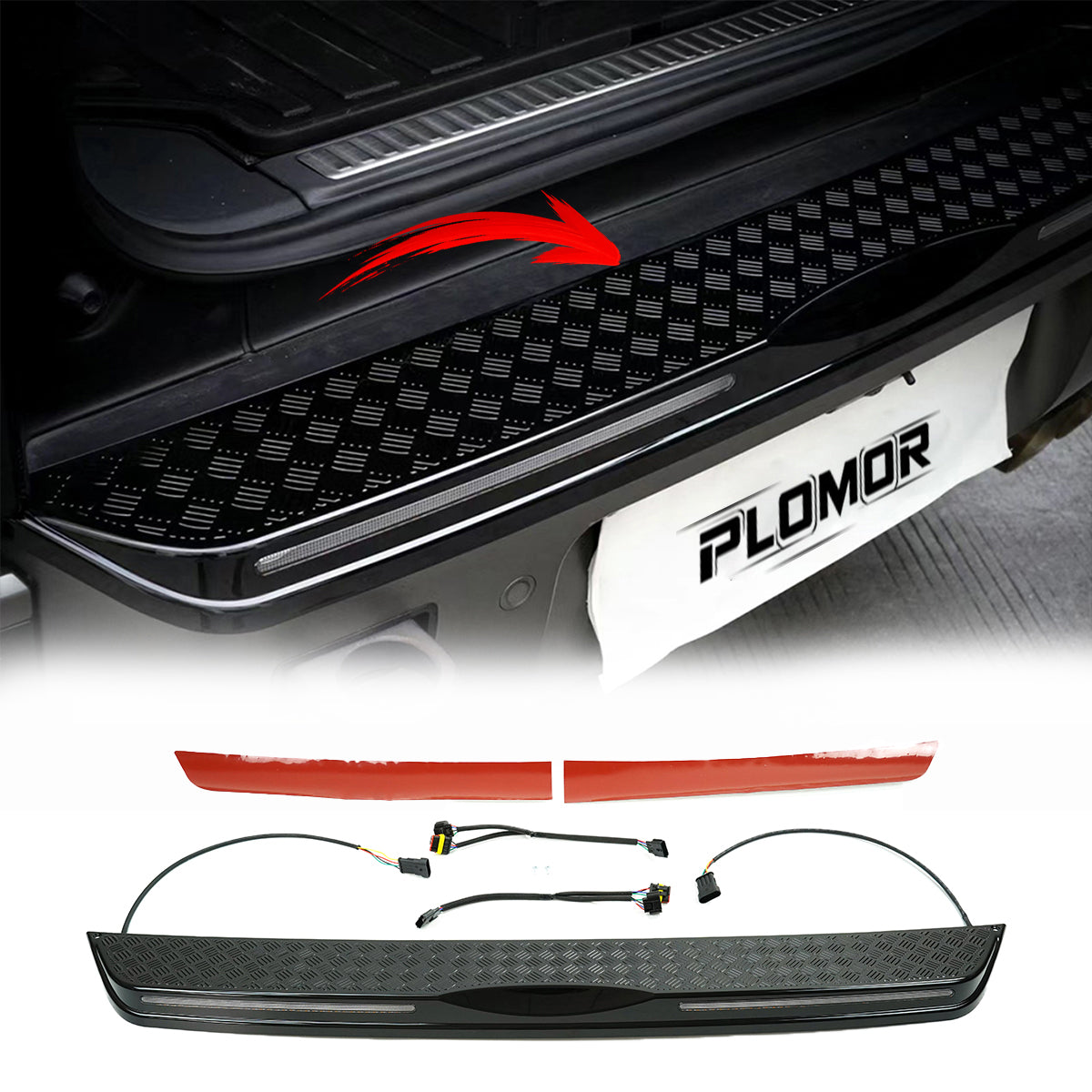 PLOMOR Dynamic LED Rear Tailgate Light Bar for Land Rover Defender 90/110 L663 2020–2023