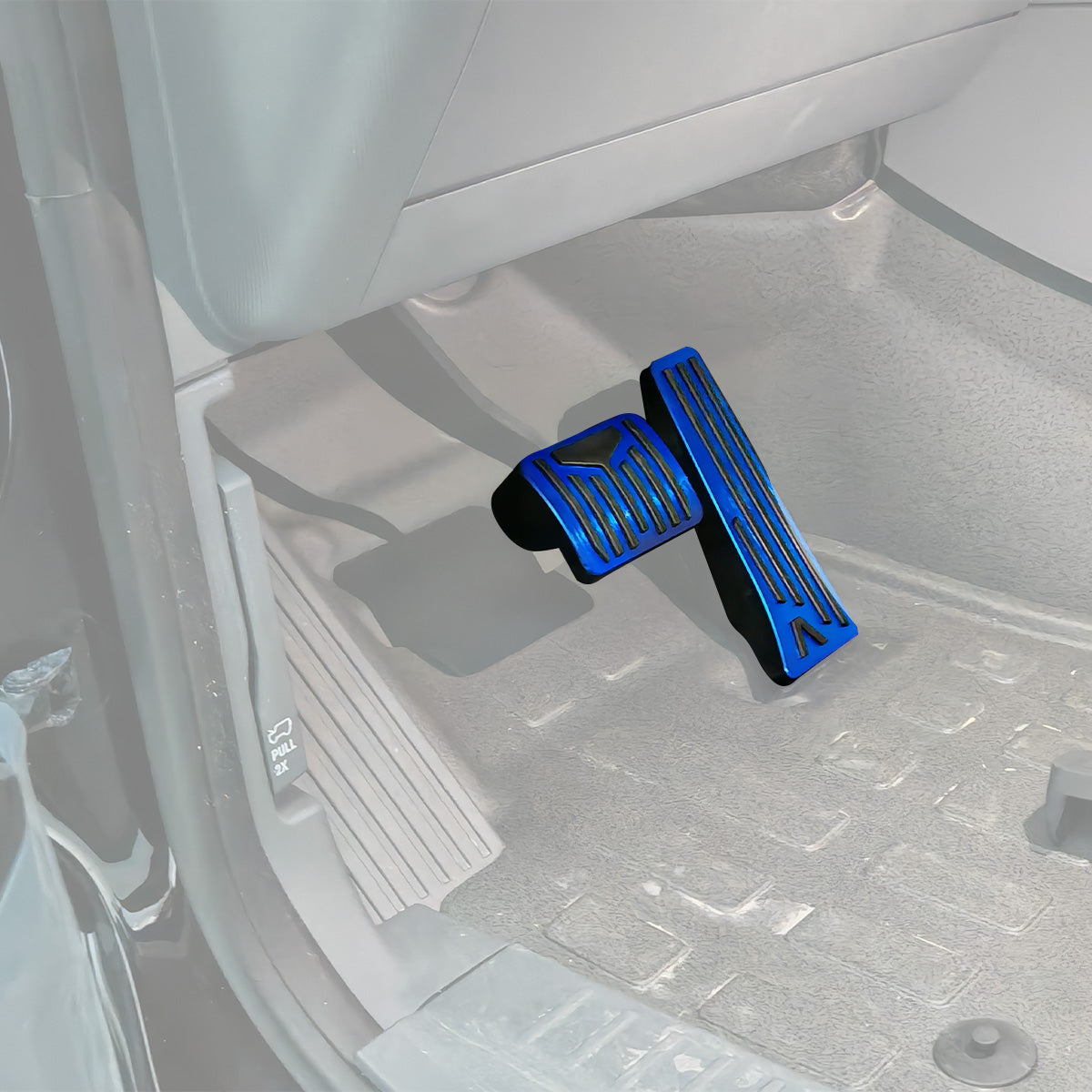 Accelerator & Brake Pedal Covers -Anti-Slip Aluminium (Black / Blue / Silver)-4