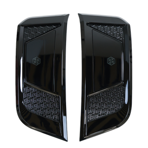 Gloss black ABS side vent cover front angle for Defender 90/110