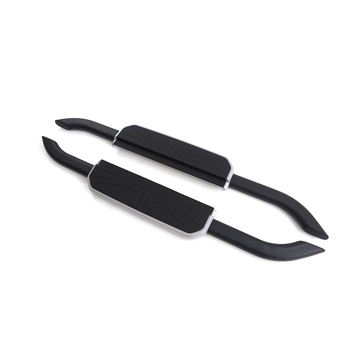 Defender aluminum side steps silver trim-2