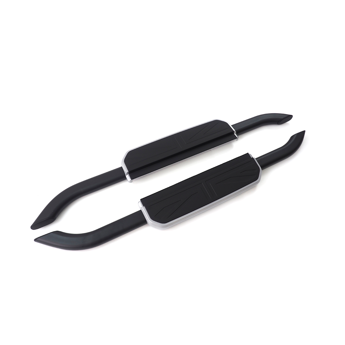 Defender aluminum side steps silver trim-3
