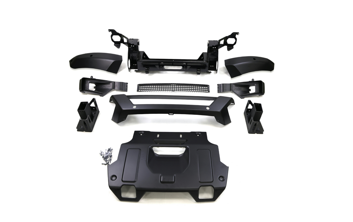 Black Metallic Front Bumper - Metal front bumper for Land Rover Defender 90 / 110 / 130