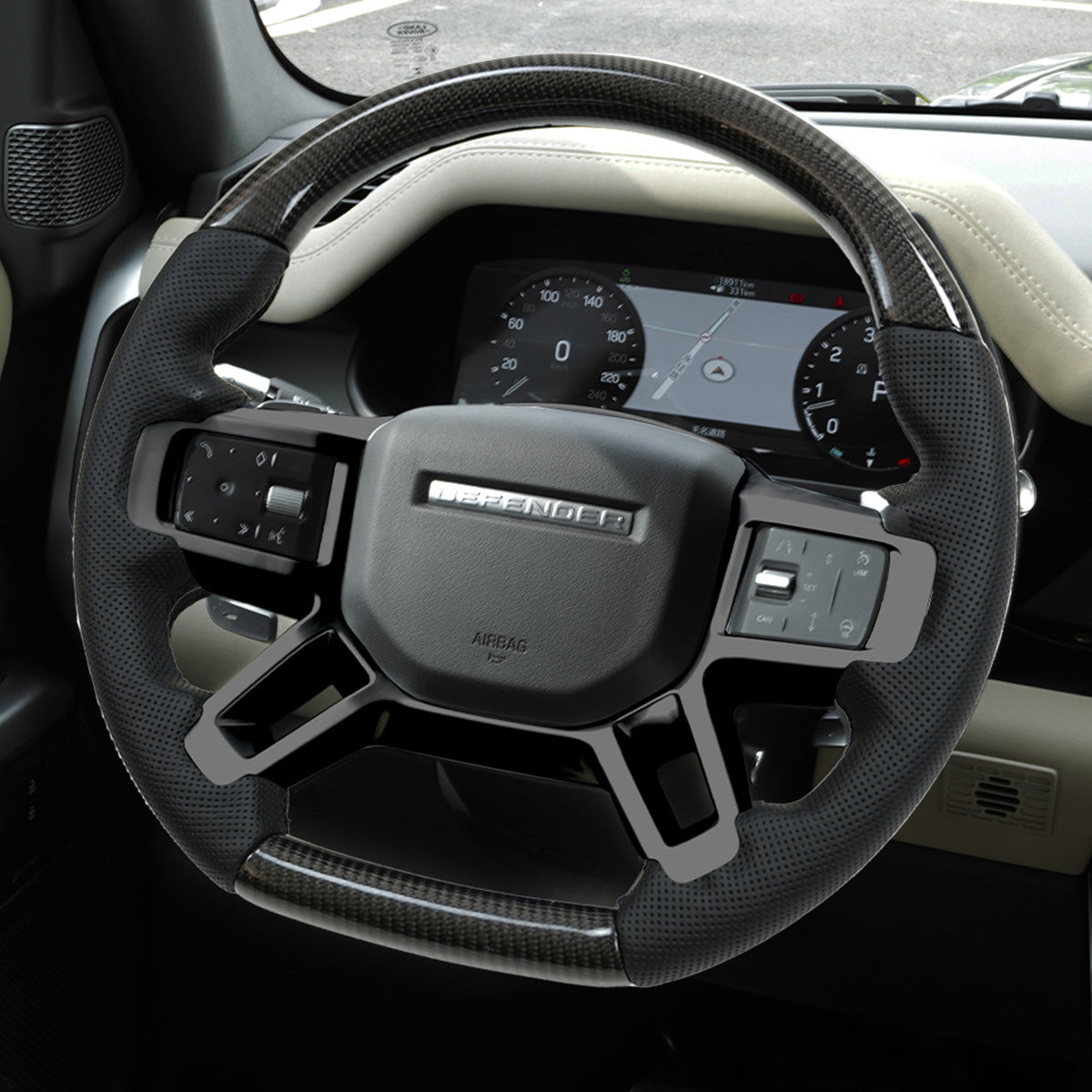 Flat-Bottom Perforated Steering Wheel  Nappa / Carbon Fiber + Nappa-3