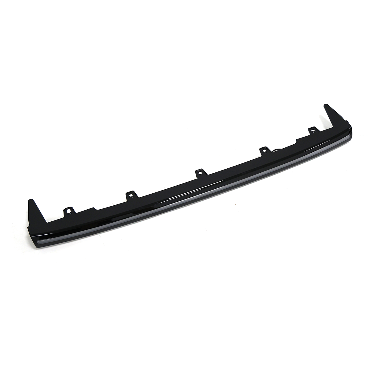 Gloss black ABS front grille for Ford Transit with integrated LED lights turned off, sporty design and OEM-style fitment.