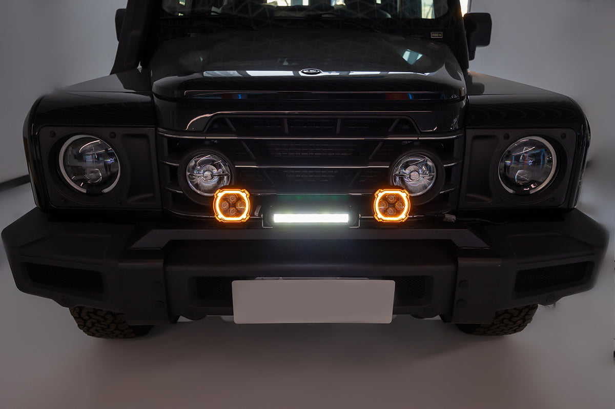 Off-road light mount for Grenadier - Front Bumper Spotlight Mount Bracket for INEOS Grenadier – Steel Auxiliary Light Bar