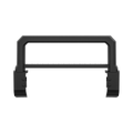 "Heavy-duty front bumper for INEOS Grenadier, made from reinforced steel with sleek black powder-coating for off-road protection."