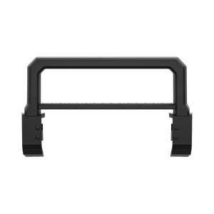 "Heavy-duty front bumper for INEOS Grenadier, made from reinforced steel with sleek black powder-coating for off-road protection."