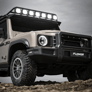 Heavy-duty windshield mount LED light system on INEOS Grenadier