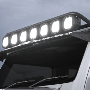 INEOS Grenadier LED light bar mounted on windshield bracket system