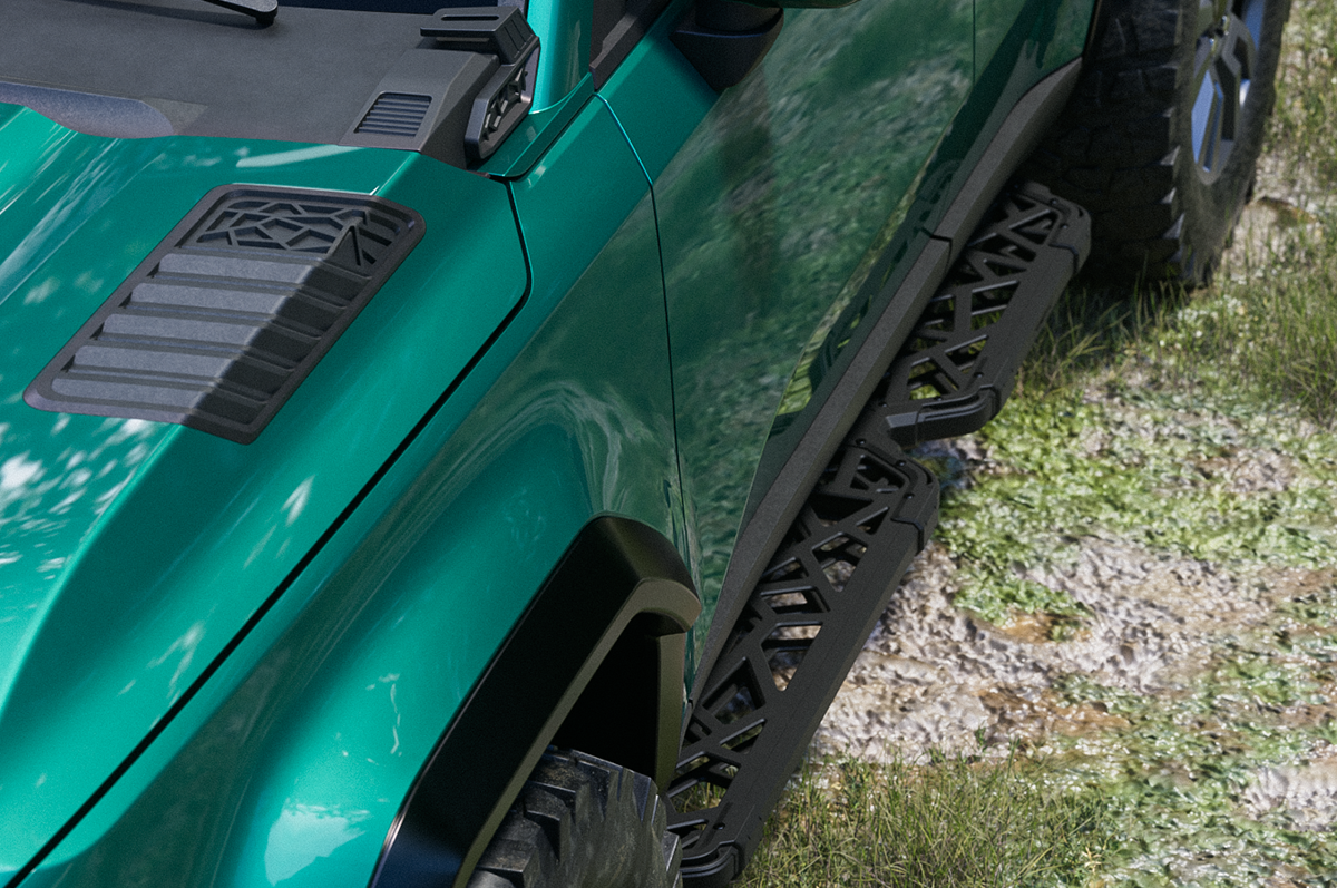 Off-Road Style Side Steps – Hollow Design for Durability and Functionality - PLOMOR Magnesium-Aluminium Alloy & Plastic Side Steps for 2024+ Toyota LC250 - Rugged Off-Road Protection