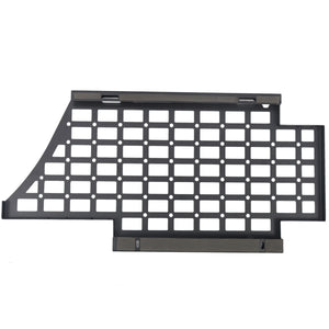 PLOMOR heavy-duty steel body side utility panel for Ineos Grenadier. Features a MOLLE grid system for mounting exterior overlanding and recovery gear.