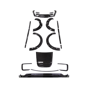 PLOMOR full dry carbon fibre body kit for Range Rover L460 (2023+), including front lip, fender flares, and rear diffuser, offering a lightweight, aggressive performance look.