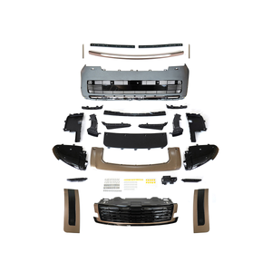 PLOMOR SV-style front bumper kit in Blue Metallic finish for Range Rover L460 (2022+), crafted from durable PP for an aggressive, vibrant sporty look.