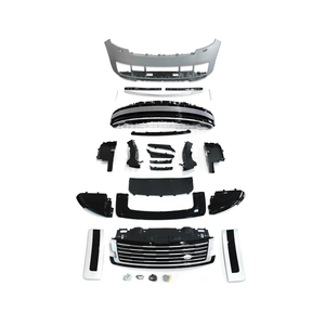 PLOMOR SV-style front bumper kit in Gunmetal Grey and Black for Range Rover L460 (2022+), made from durable PP for an aggressive, two-tone sporty appearance.