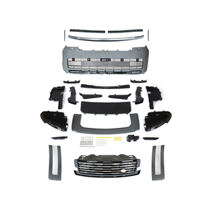 PLOMOR SV-style front bumper kit in Gunmetal Grey and Black for Range Rover L460 (2022+), made from durable PP for an aggressive, two-tone sporty appearance