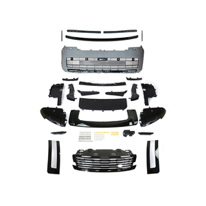 PLOMOR SV-style front bumper kit in Gunmetal Grey and Black for Range Rover L460 (2022+), made from durable PP for an aggressive, two-tone sporty appearance.