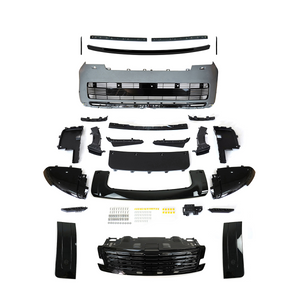 PLOMOR SV-style front bumper kit in Gunmetal Grey and Black for Range Rover L460 (2022+), made from durable PP for an aggressive, two-tone sporty appearance.