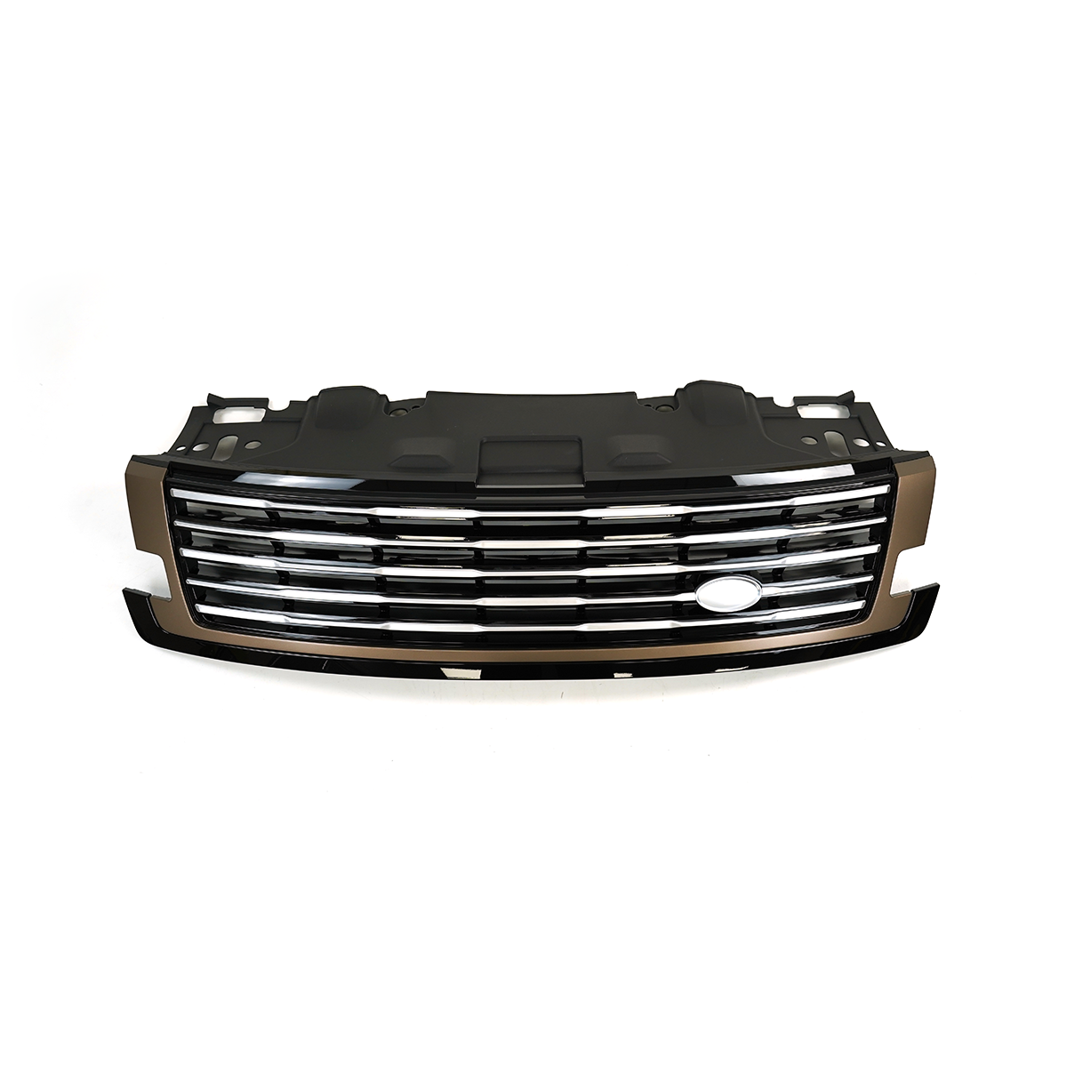 PLOMOR SV-style front grille close-up for Range Rover L461, highlighting the durable ABS construction, premium chrome plating, and precise OEM fitment clips.